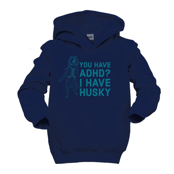 Dětská mikina s kapucí s potiskem ADHD husky