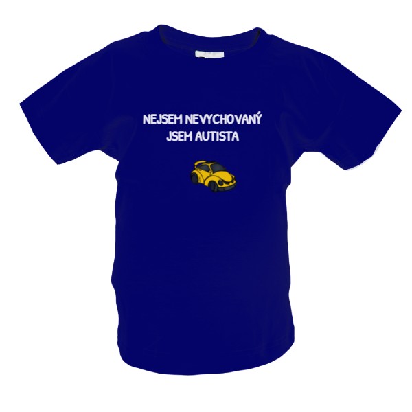 Tričko s potiskem MODRÉ - AUTÍČKO ŽLUTÉ AUTISTA