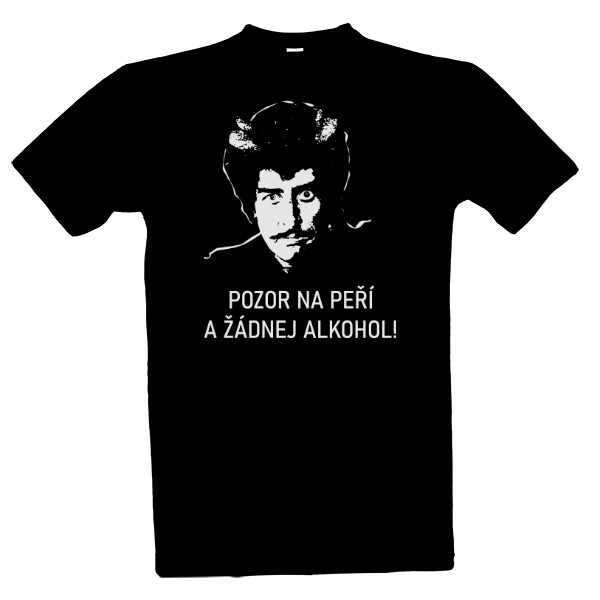 Tričko s potiskem Pozor na peří a žádnej alkohol