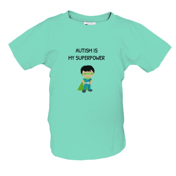 Tričko s potiskem SVĚTLE MODRÉ - AUTISM IS MY SUPERPOWER
