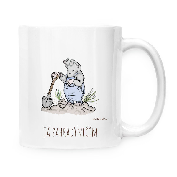 Hrnek malý bílý s potiskem zahradyničím